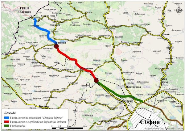 Промени в движението по пътя София-Калотина заради строежа на АМ „Европа“