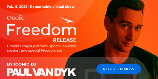Creatio и емблематичният DJ Paul van Dyk представят еволюцията на low-code/no-code платформата на виртуалното шоу Freedom Release