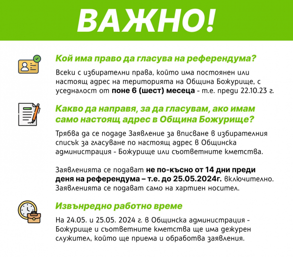Важна информация за референдумa „НЕ на златодобива в община Божурище“ 