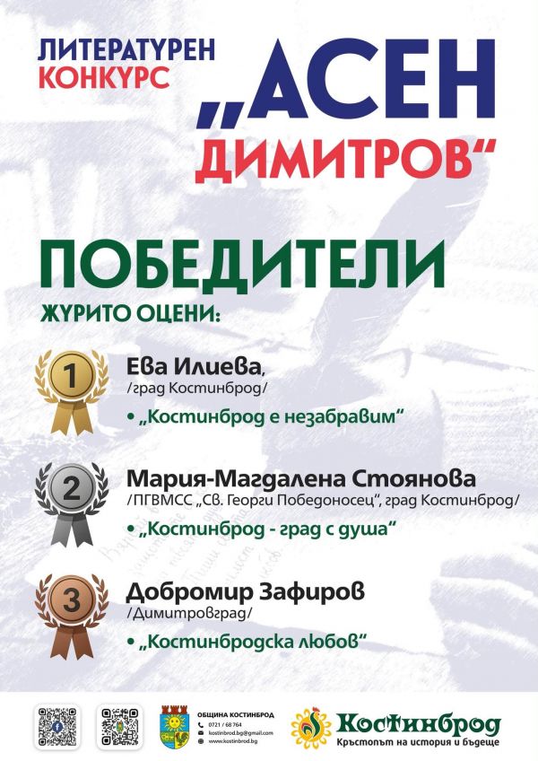 Станаха ясни победителите в литературния конкурс „Асен Димитров“ 2026  